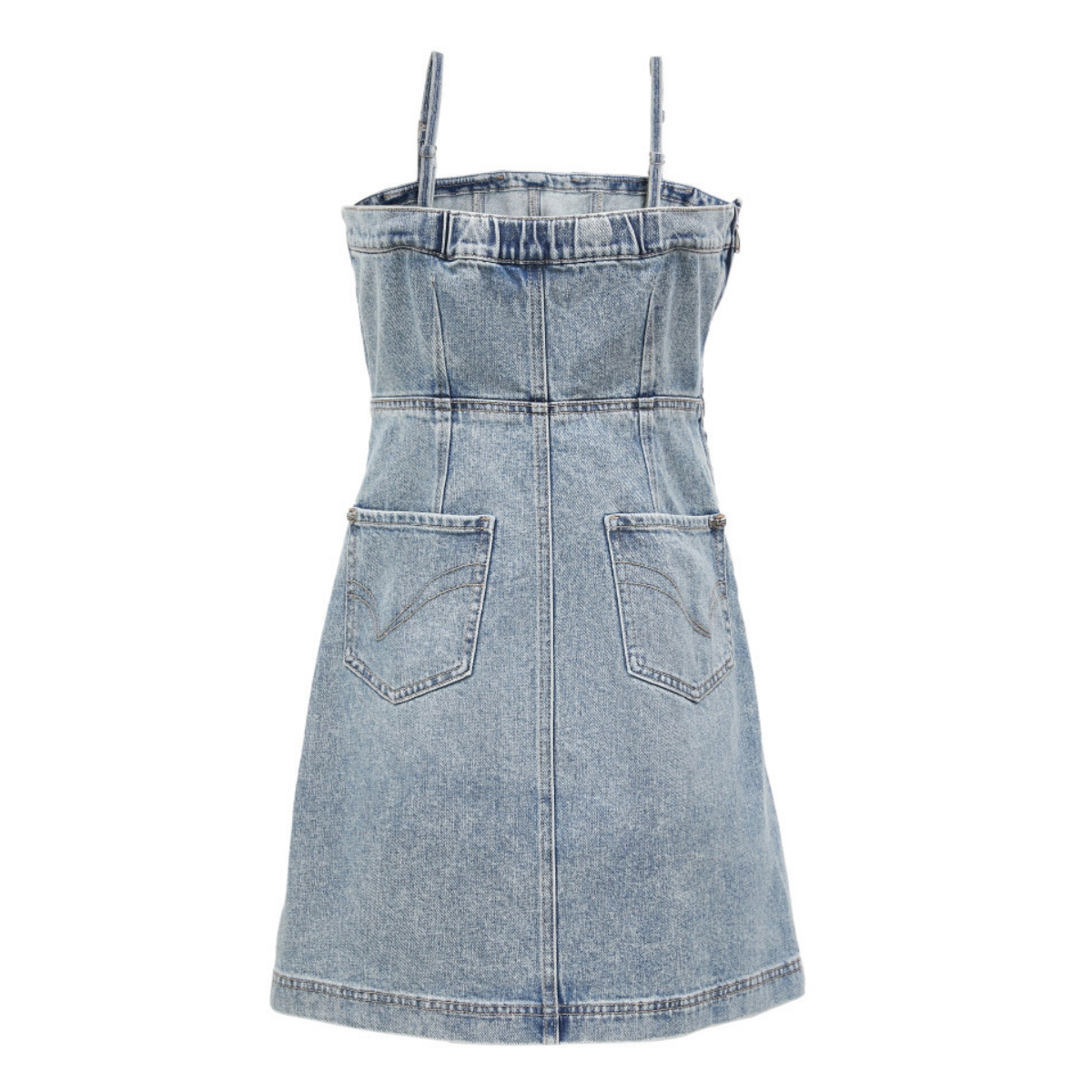 Light Wash Denim Spaghetti Strap Mini Dress