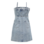 Light Wash Denim Spaghetti Strap Mini Dress