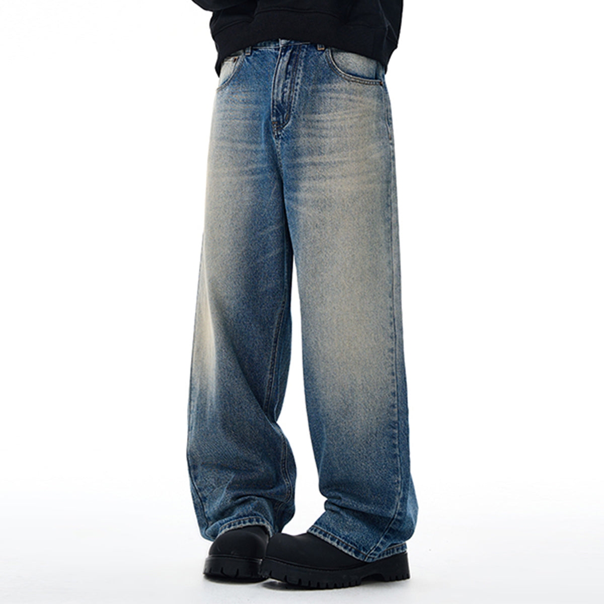 Vintage Light Wash Wide Leg High Rise Jeans