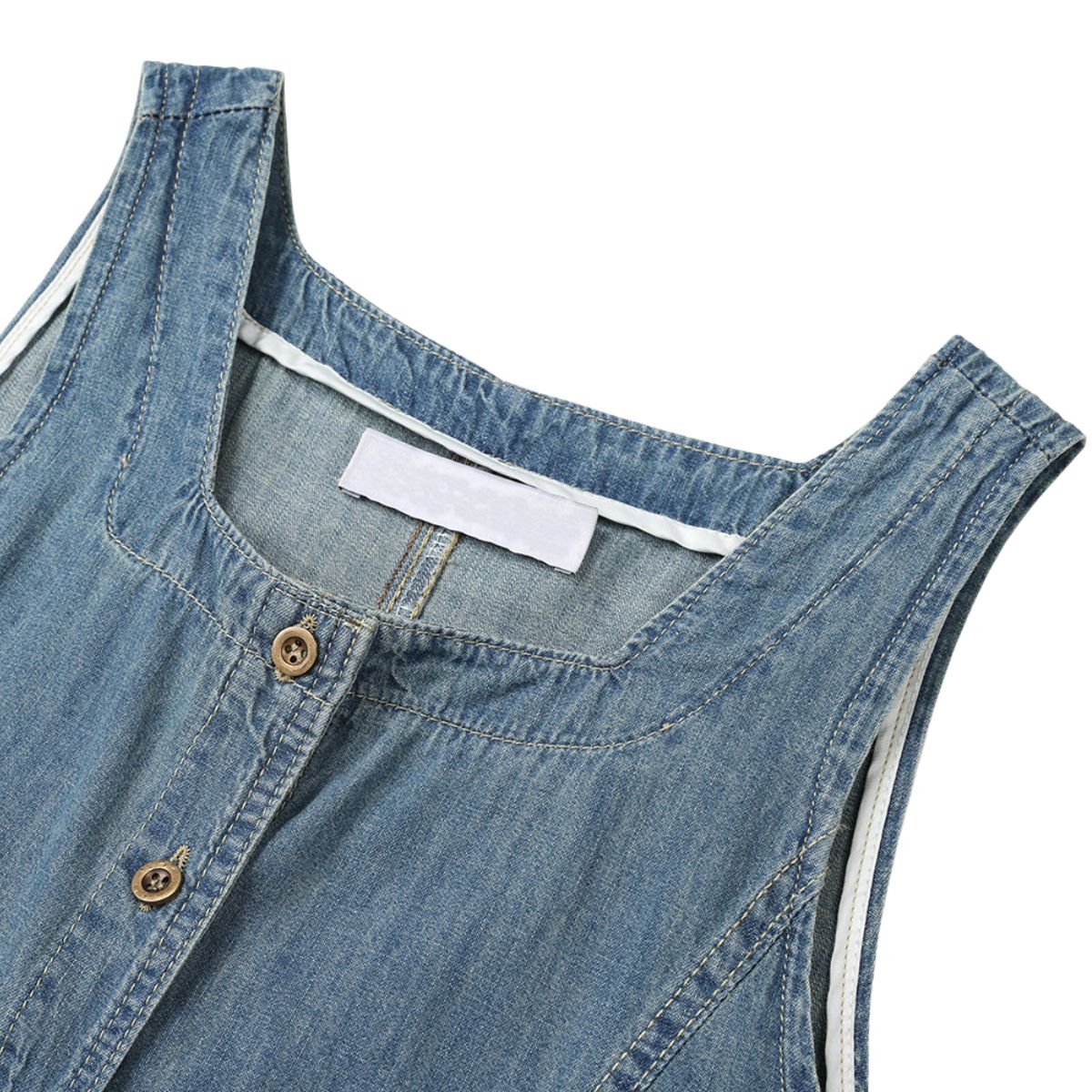 Sleeveless Self-Tied Denim Midi Dress