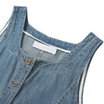 Sleeveless Self-Tied Denim Midi Dress