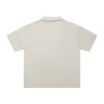 Retro Boxy Wool Blend Seagull Collar Polo Shirt