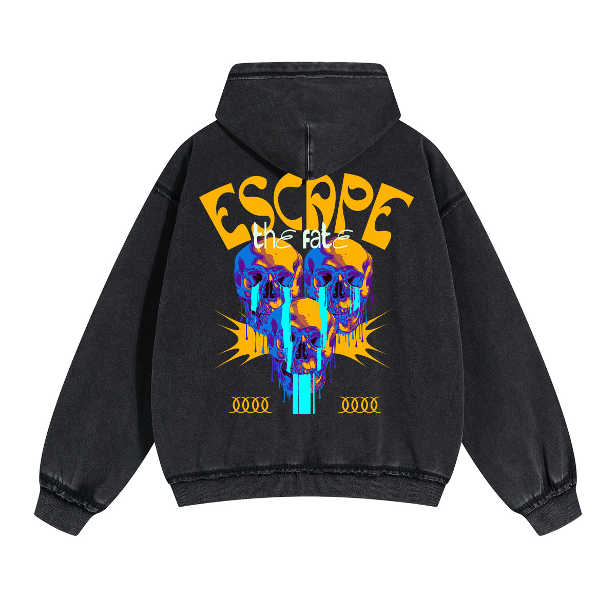 Escape The Fate Skull Graphic Double Slider Zip Hoodie-INNBLAC Fashion Apparel