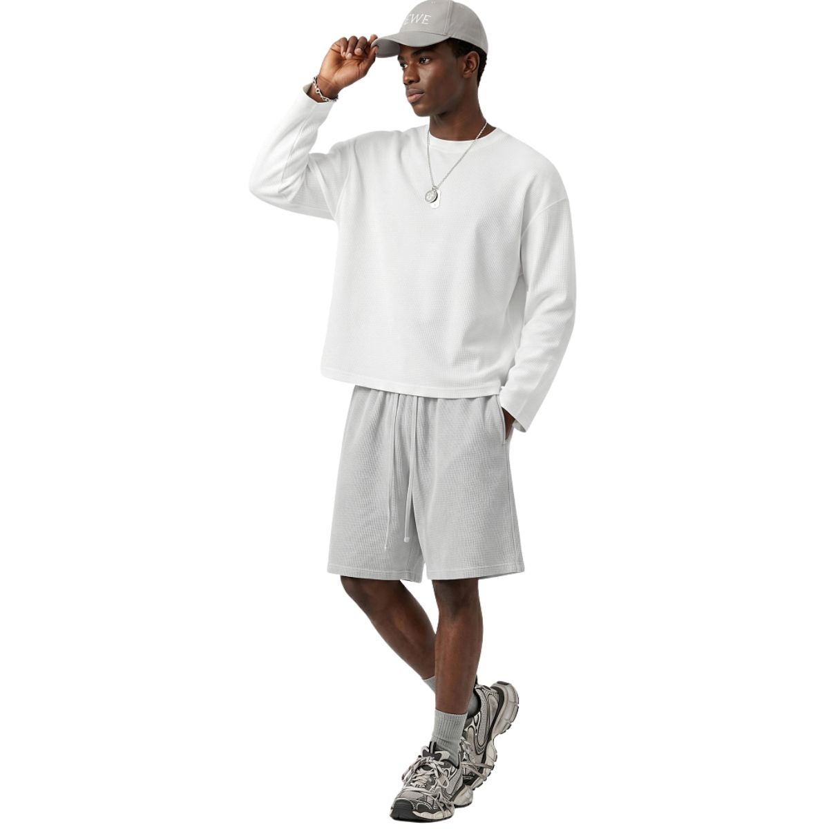 260G Waffle Knit Boxy Long Sleeve Tee