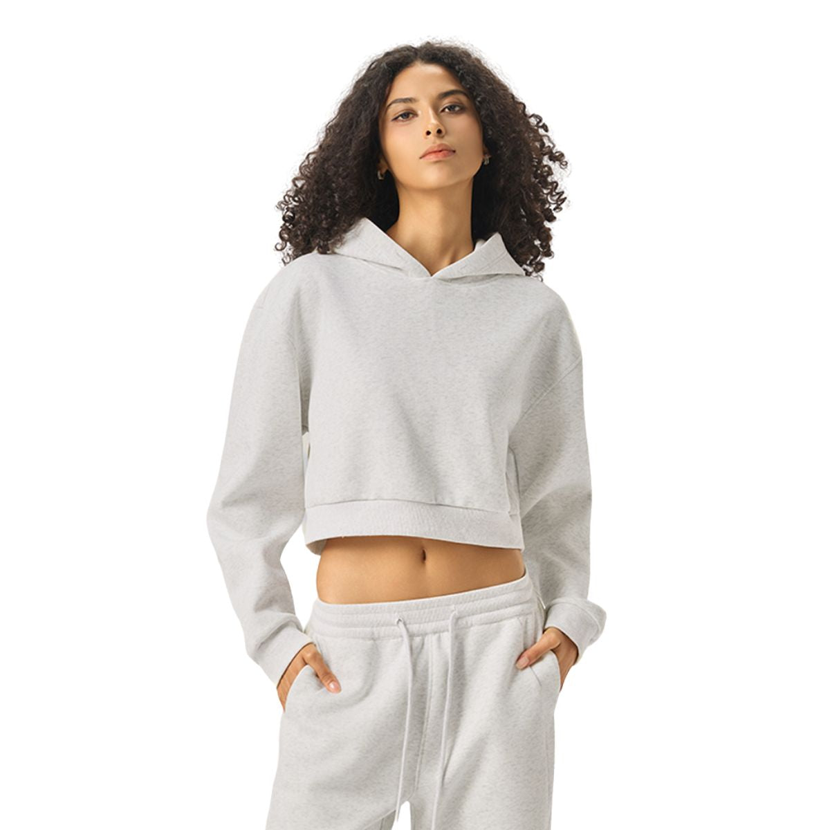 Women's Solid Color Relaxed Cropped Hoodie