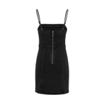 Black Denim Spaghetti Strap Mini Dress