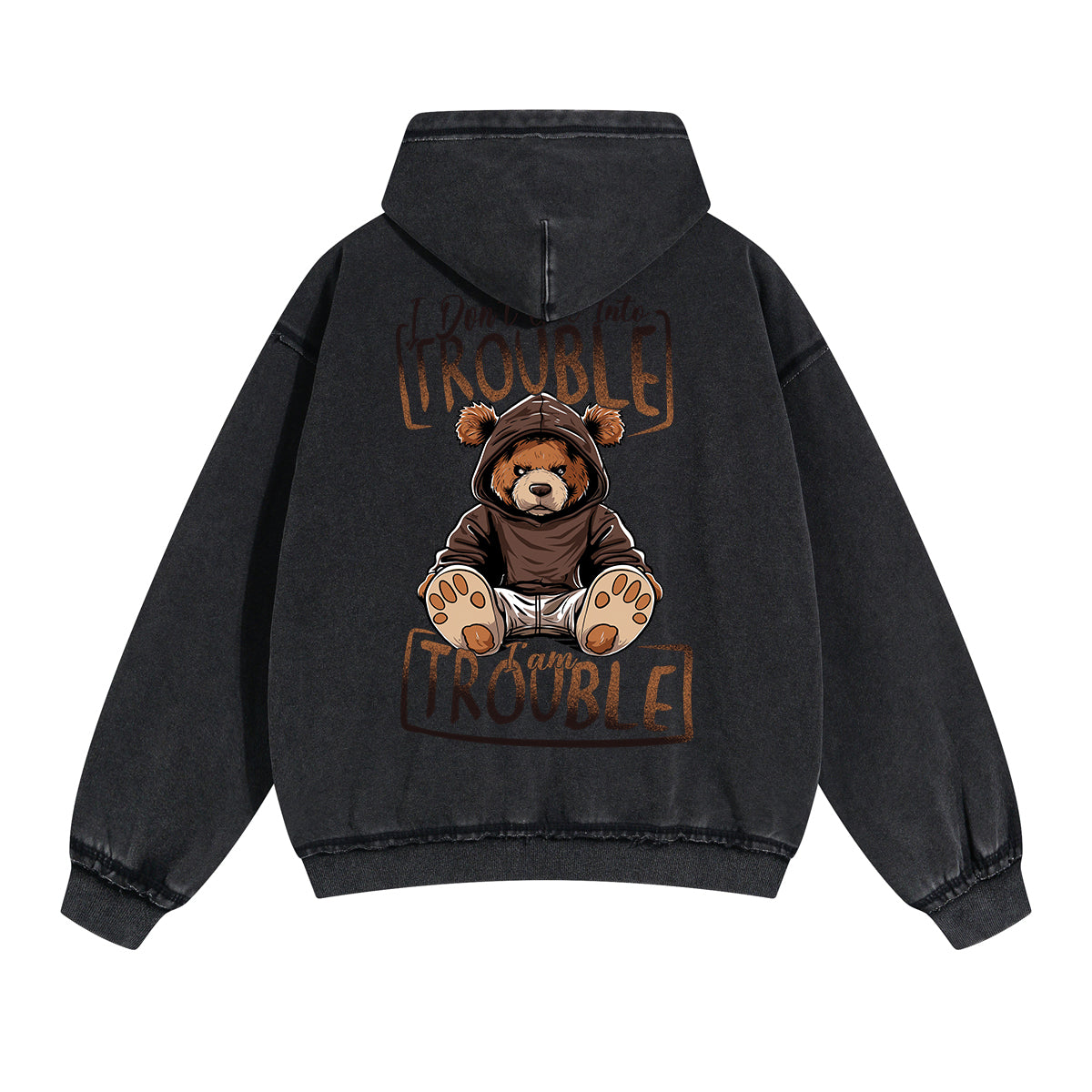 Bear In Sweatshirt Graphic Double Slider Zip Hoodie-INNBLAC Fashion Apparel