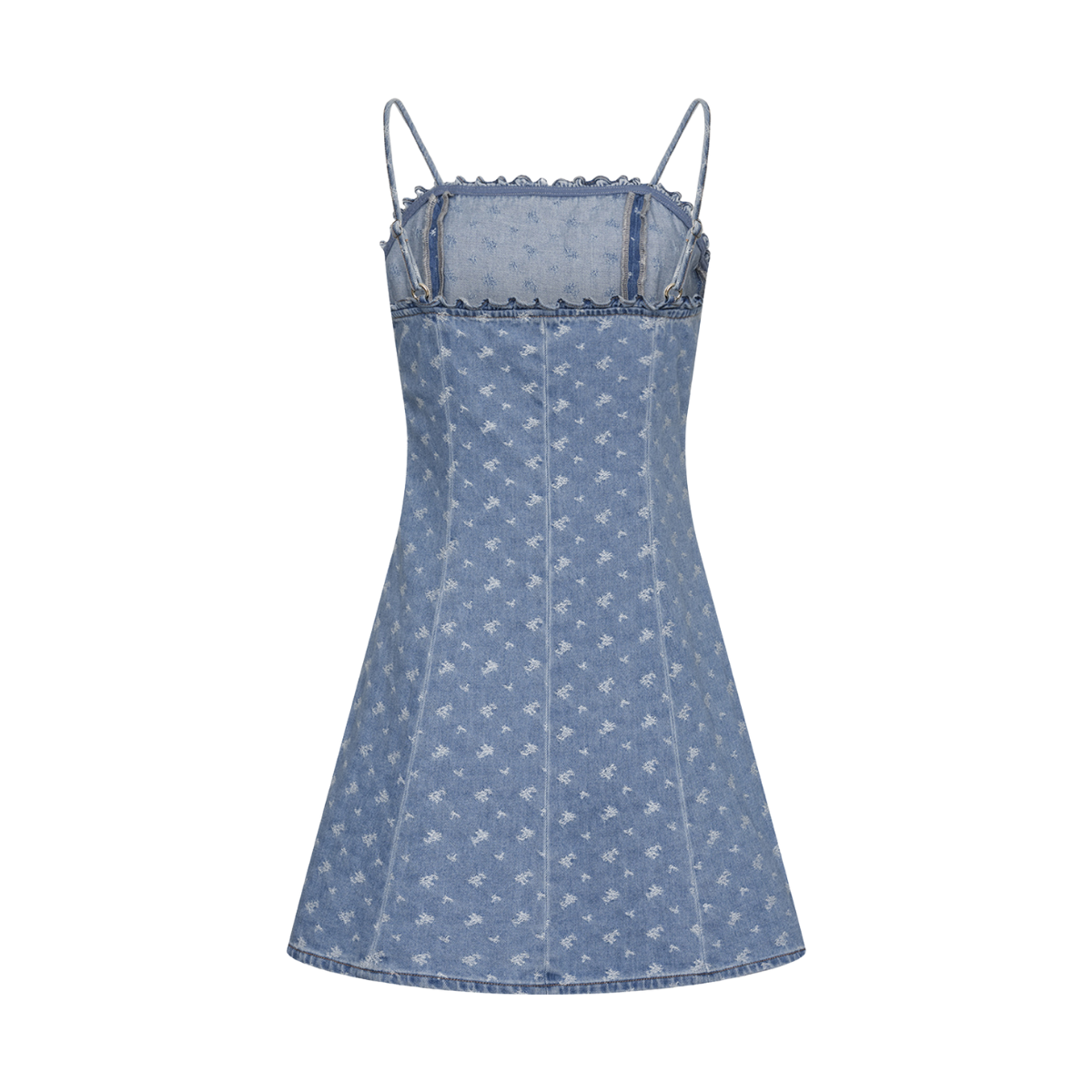 Spaghetti Strap Jacquard Denim A-line Dress
