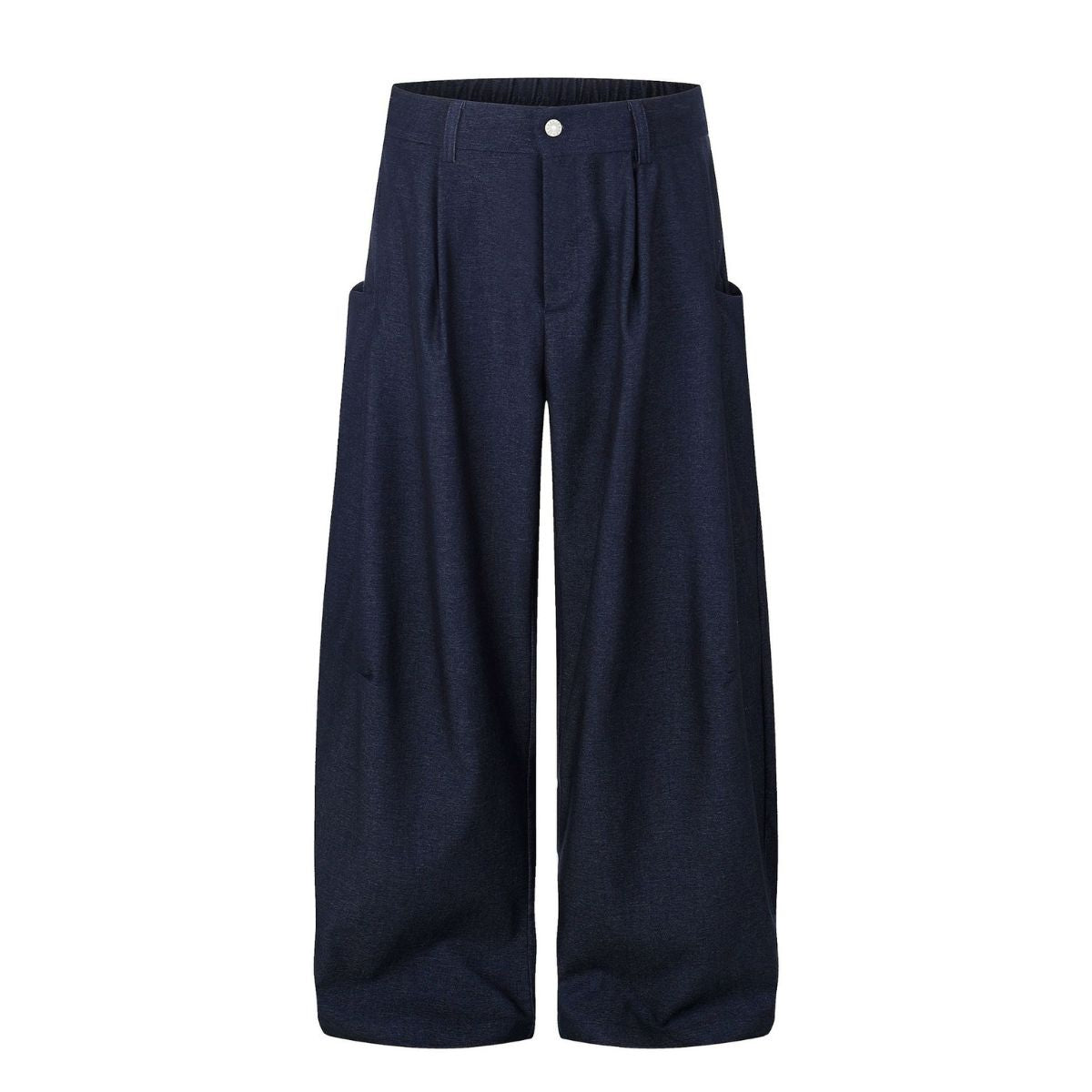 Draped Wide Leg Summer Suit Trousers with Deconstructed Panels