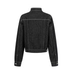 Unisex Textured Silhouette Slim Fit Workwear Denim Jacket