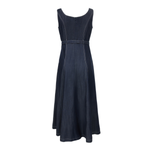 Dark Denim Belted Sleeveless Midi Dress