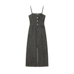 Polka Dot Strappy Denim Midi Dress