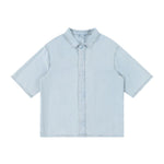 Cotton Washed Oversized Denim Collar Tee