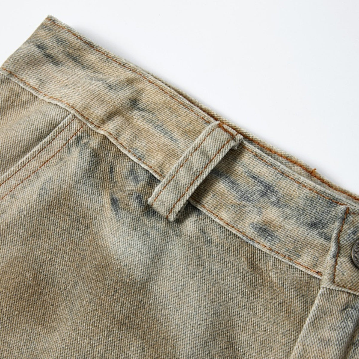 Vintage Mud-Washed Denim Texture Bermuda Shorts