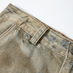 Vintage Mud-Washed Denim Texture Bermuda Shorts