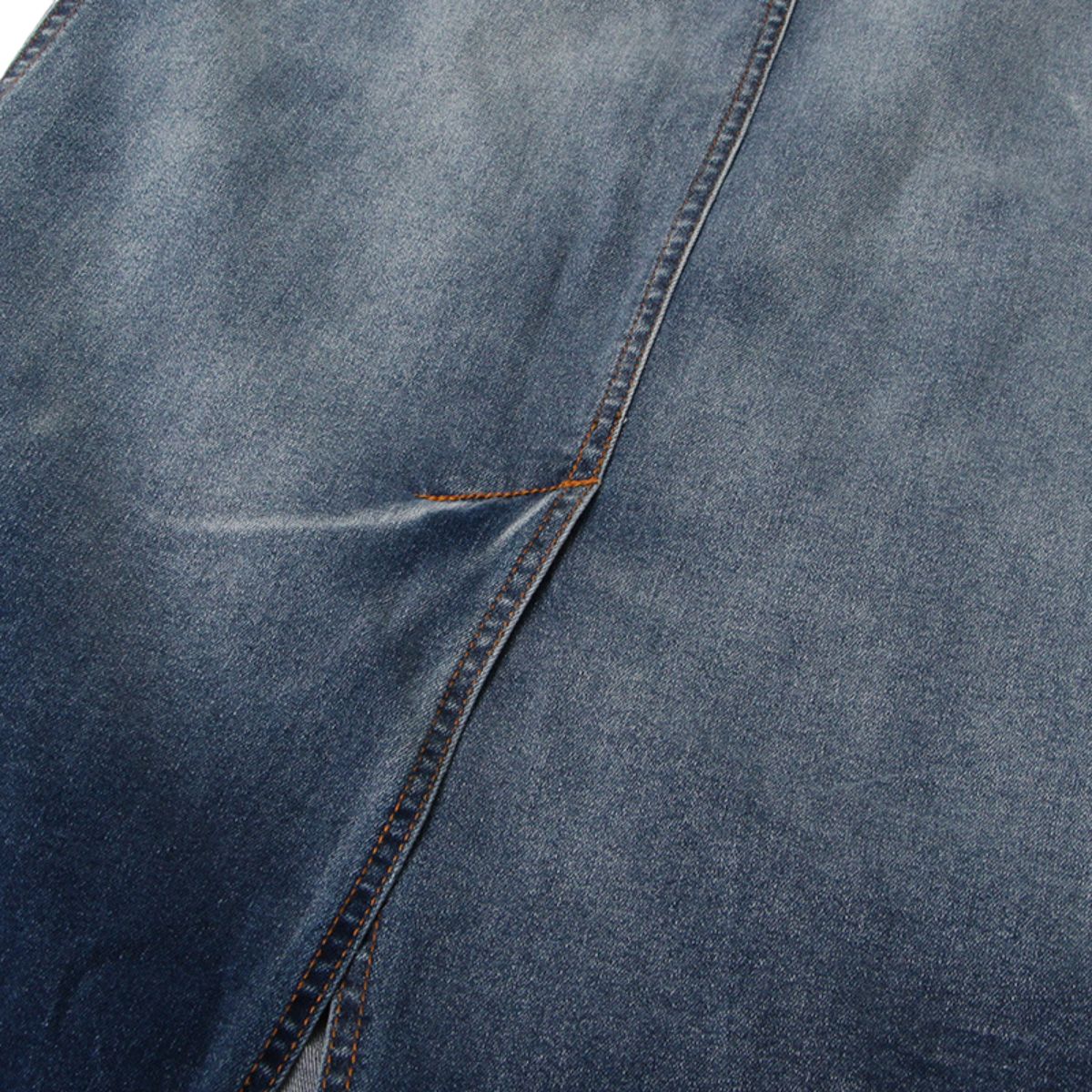Raw Hem Ombr¨¦ Washed Denim Maxi Skirt