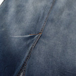 Raw Hem Ombr¨¦ Washed Denim Maxi Skirt