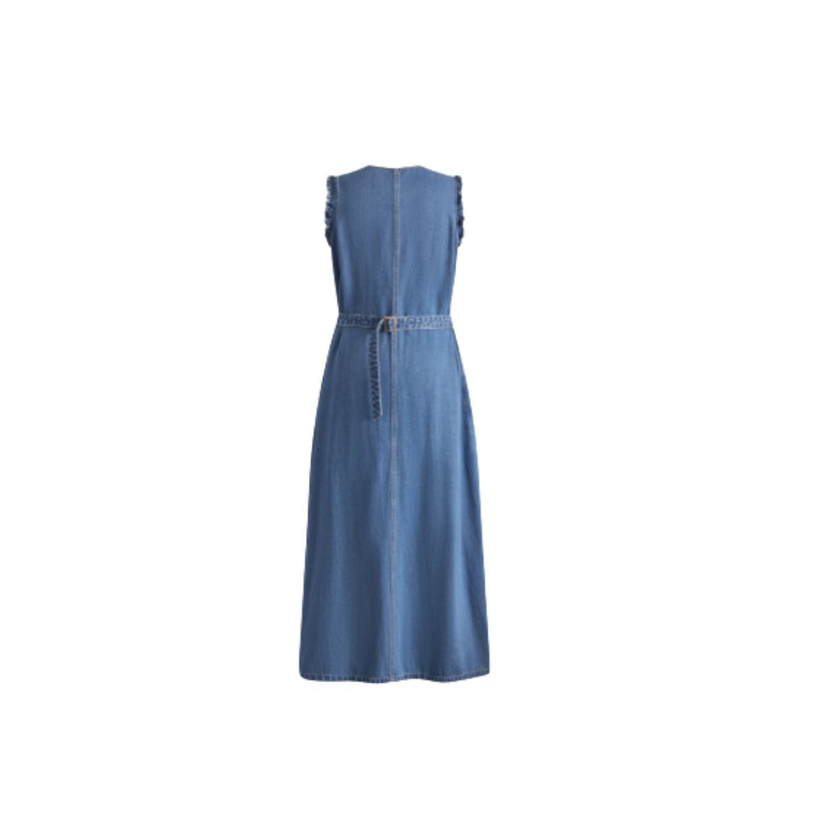 Relaxed Fit Sleeveless Denim Midi Dress