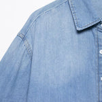 Women's casual versatile single-breasted multi-button lapel denim shirt