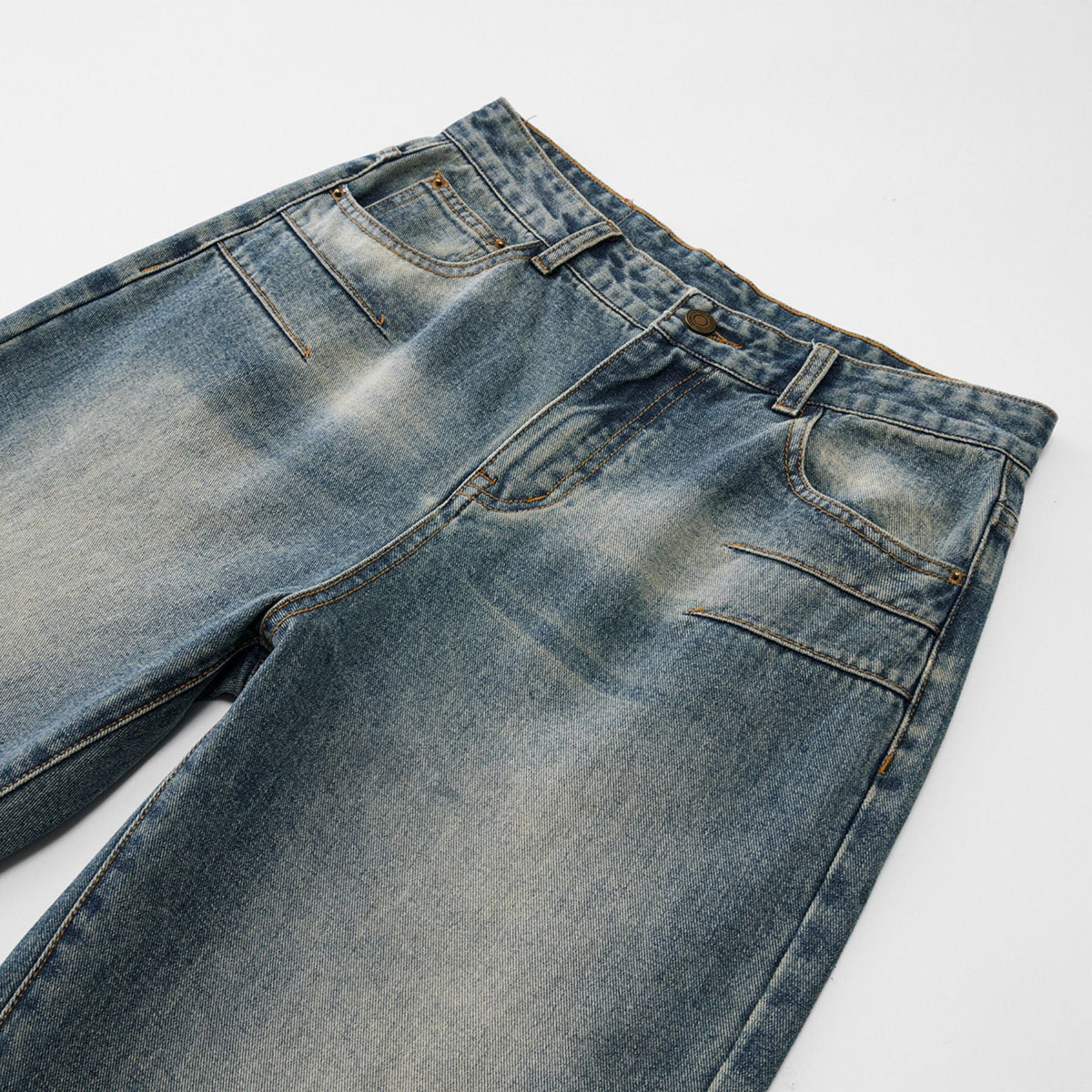 Washed Straight Leg Denim Pants-INNBLAC Fashion Apparel