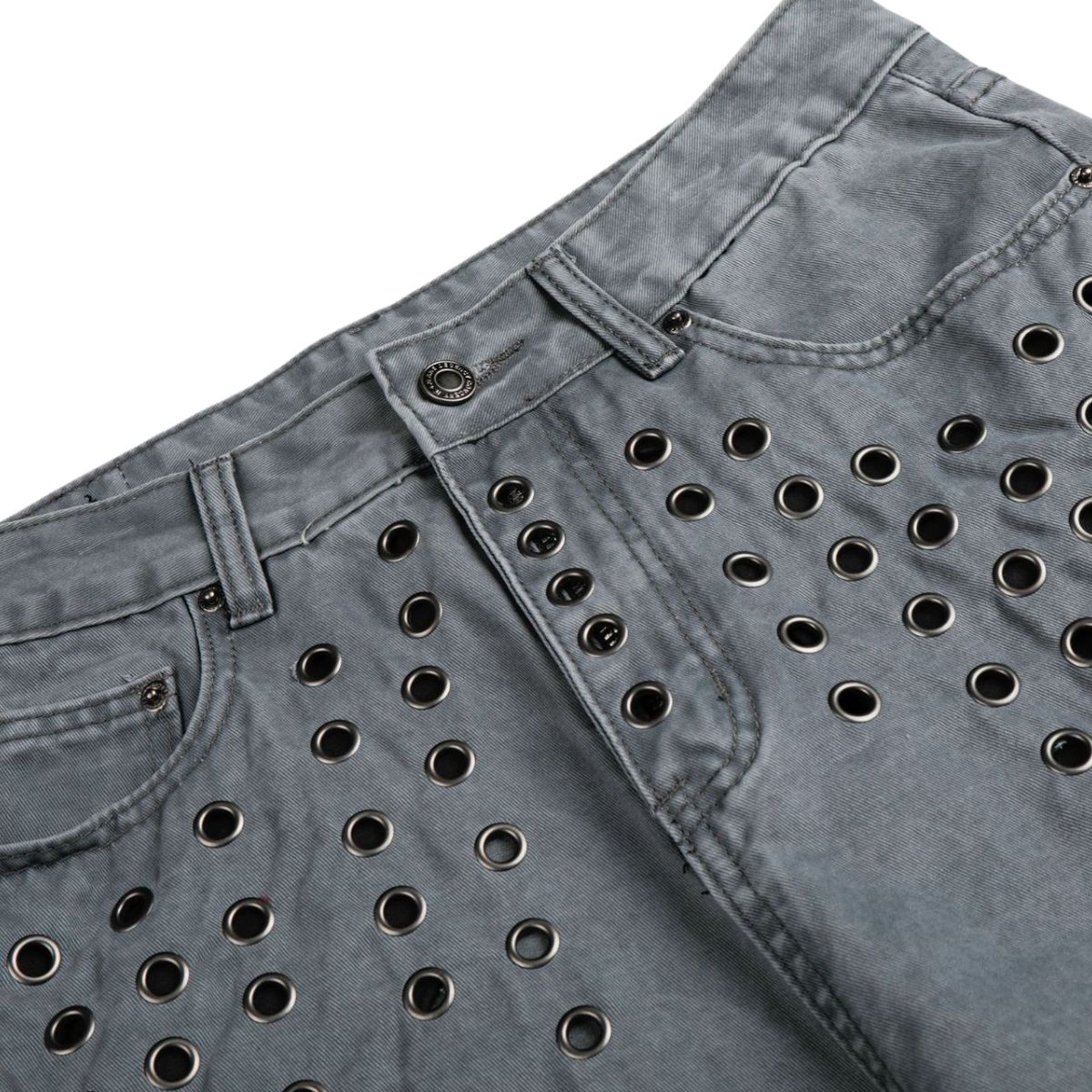 Vintage Washed Eyelet Wide Leg Denim Jeans