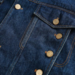Retro Double-row Metal Studs Decorated Basic High-sense Denim Jacket