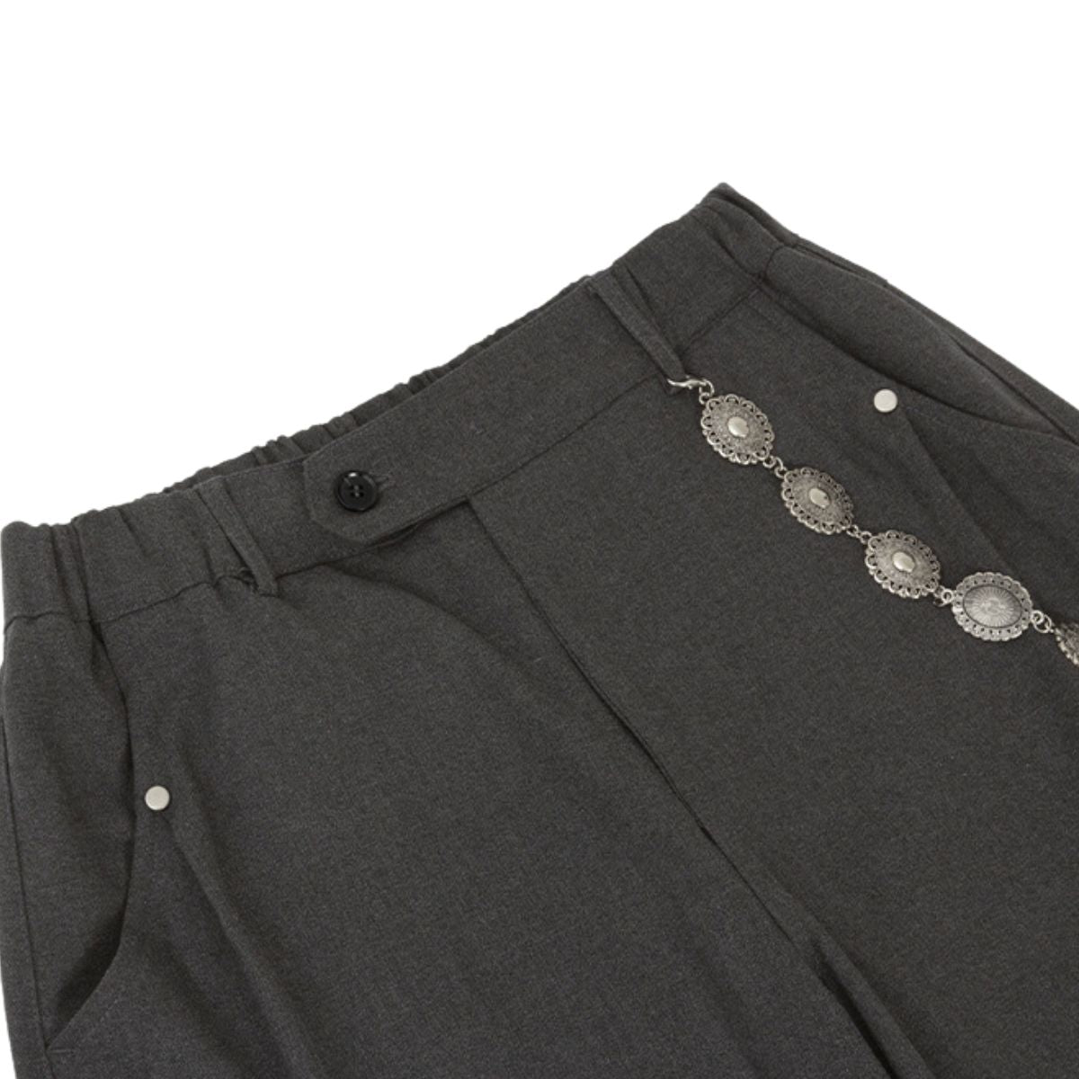 Basic Striped Metal Hook Relaxed Ins Trousers