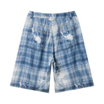 Vintage Plaid Curved-Cut Cropped Pants