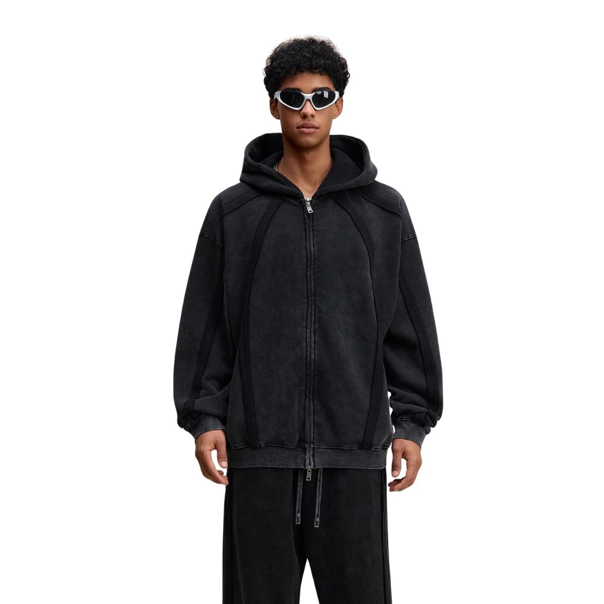 Double Slider Fleece Deconstructed Hoodie