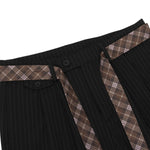 Washed Stripe Plaid Belt Relaxed Pants
