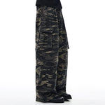 Camo Military Workwear Wide-Leg Cargo Utility Pants