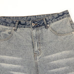 Light Wash Faded Wide-Leg Denim Pants