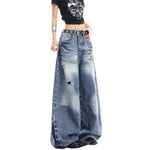 Distressed Pocket Barrel Leg Denim Jeans
