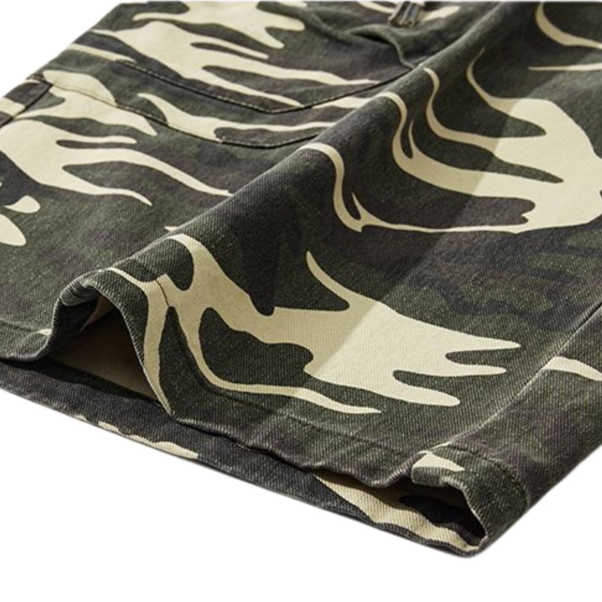 Cargo Camouflage Wide-Leg Cropped Pants