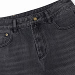 Dark Gray Straight Leg Faded Jeans-INNBLAC Fashion Apparel