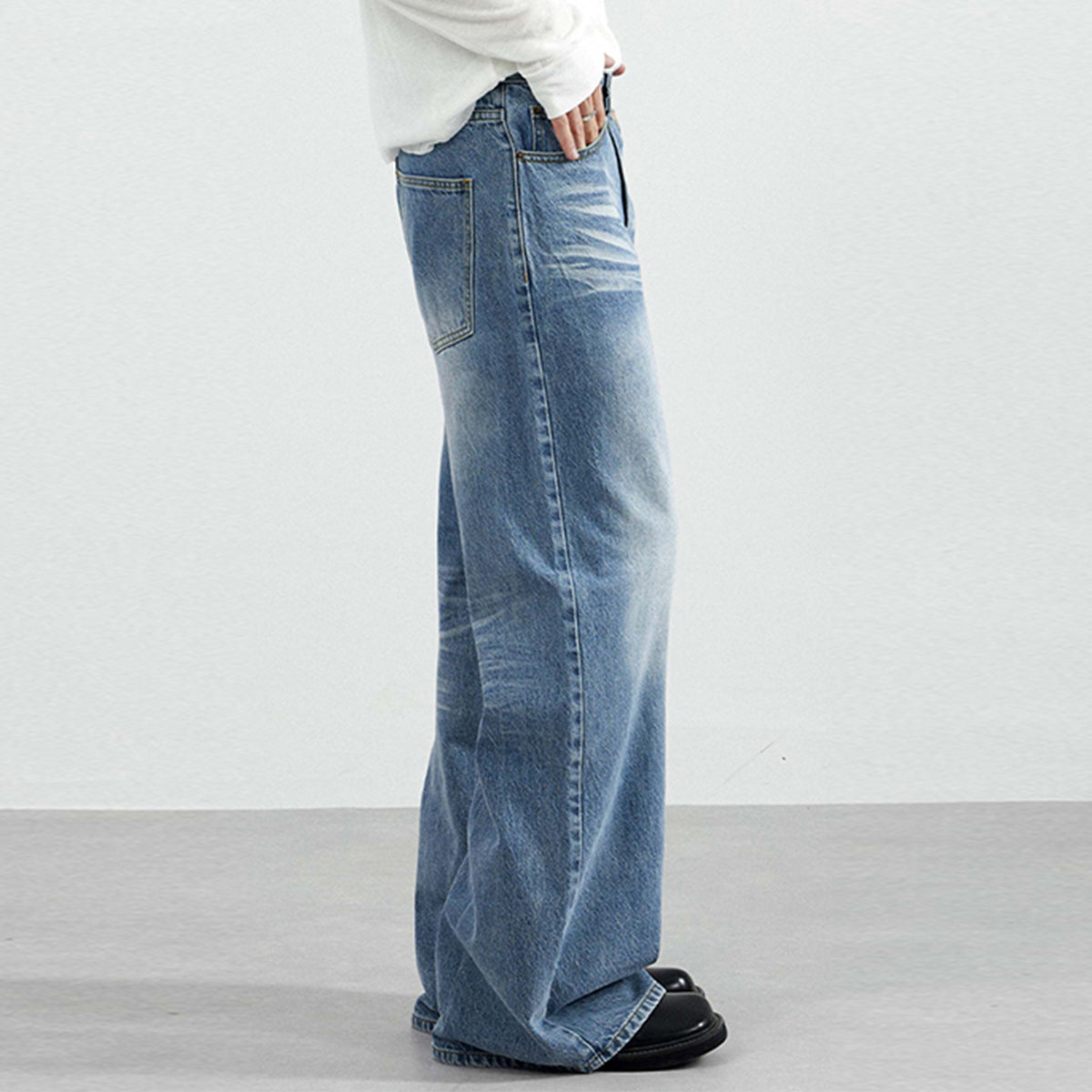 Comfort Fit Light Blue Wide Leg Everyday Jeans