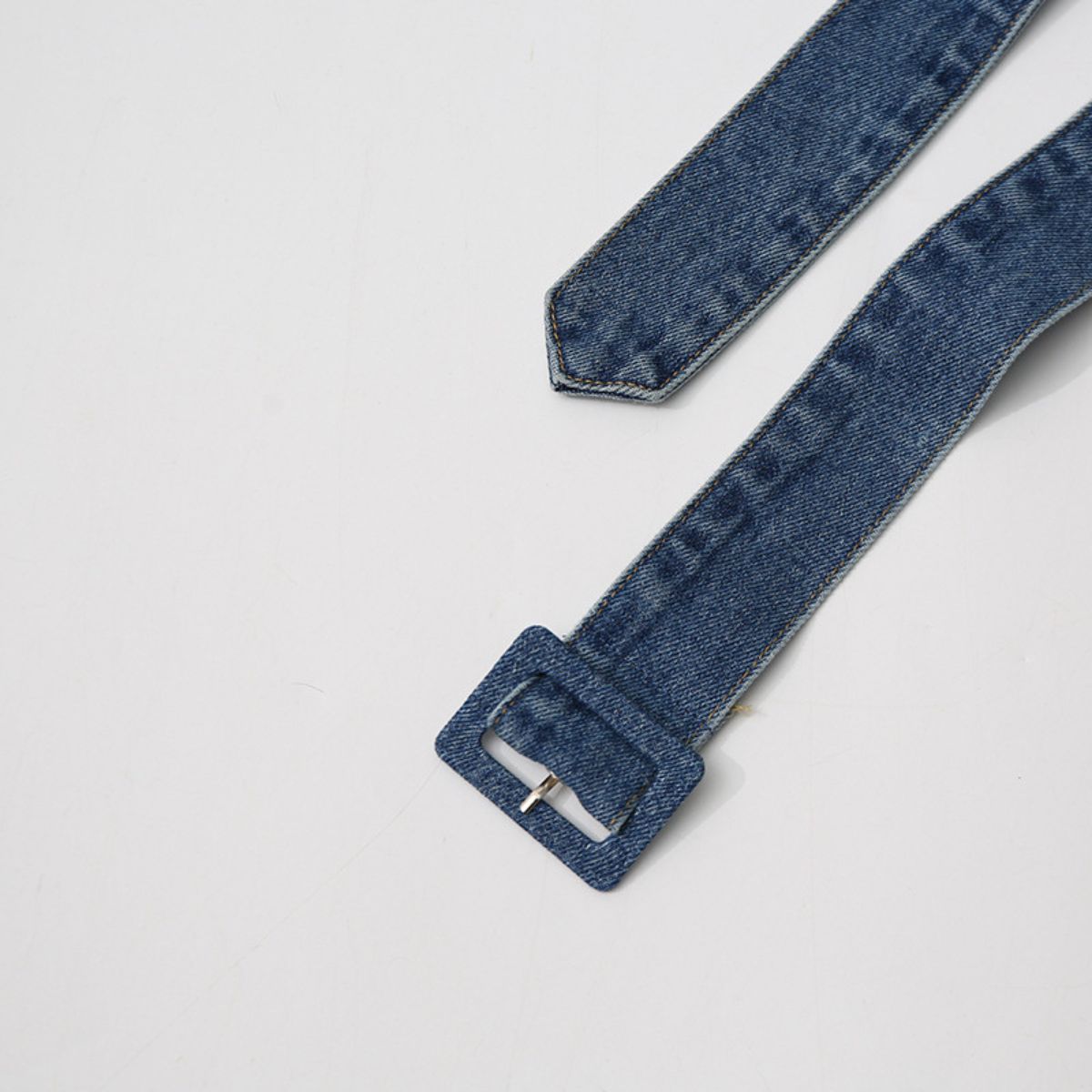 Belted Flared Denim Mini Dress