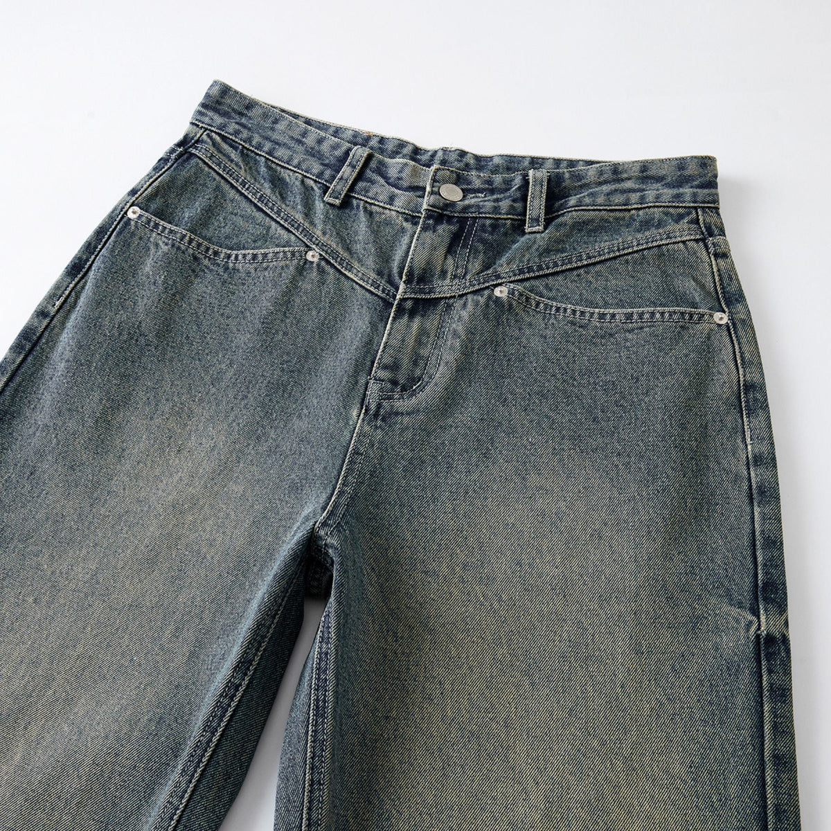 Washed Lightning Straight Leg Jeans-INNBLAC Fashion Apparel