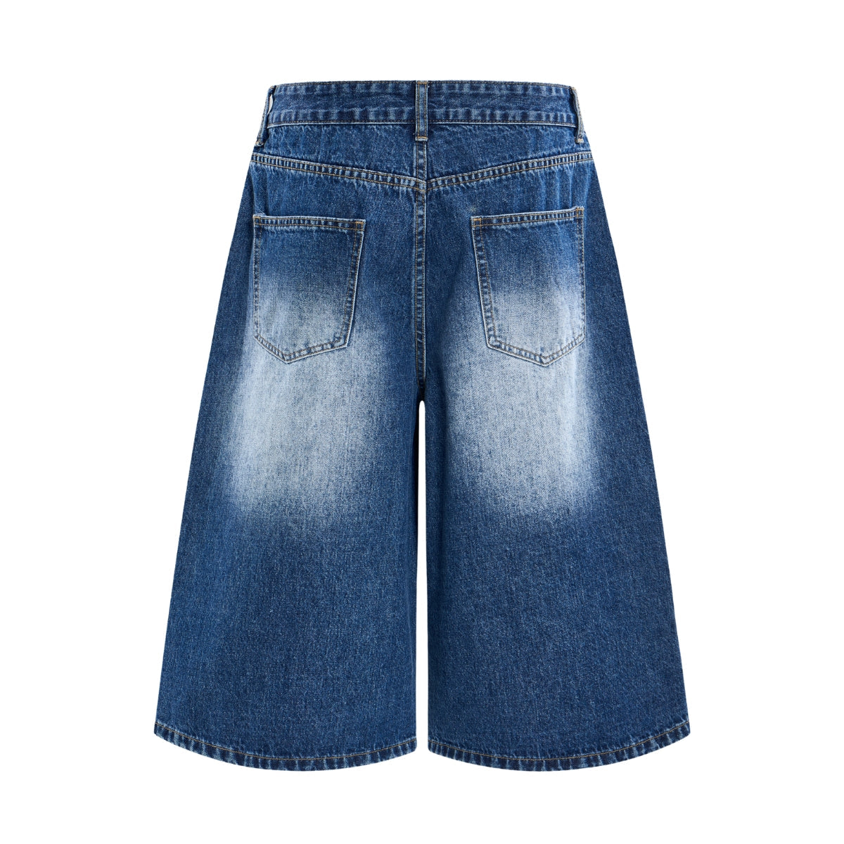 Washed Indigo Relaxed Fit Utility Denim Shorts