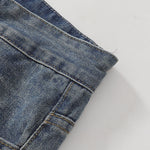 Wide Leg Pinstripe Detail Denim Jeans