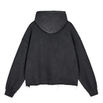 Raw Edge Boxy Washed Cotton Hoodie