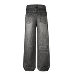 Gradient Fade Knee-Ripped Baggy Jeans