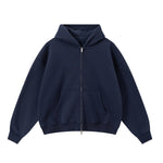 Soft Cotton Fleece Zip Up Hoodie Kangaroo Pockets
