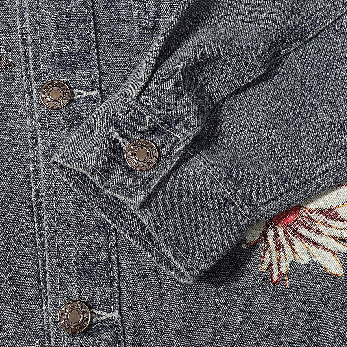 Floral-Printed Denim Trucker Jacket