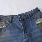 Loose Fit Embroidered Patch Distressed Jeans