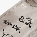 Graffiti Print Washed Wide-Leg Jeans