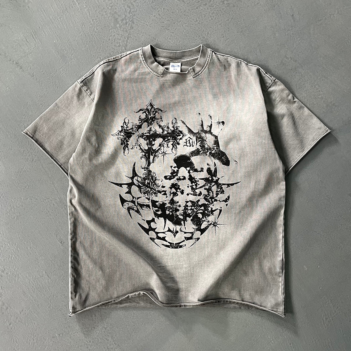 Heavyweight Gothic Graphic Raw-Edge Tee