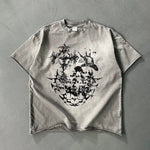 Heavyweight Gothic Graphic Raw-Edge Tee