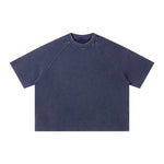 Boxy Waffle Washed Distressed Raglan Tee