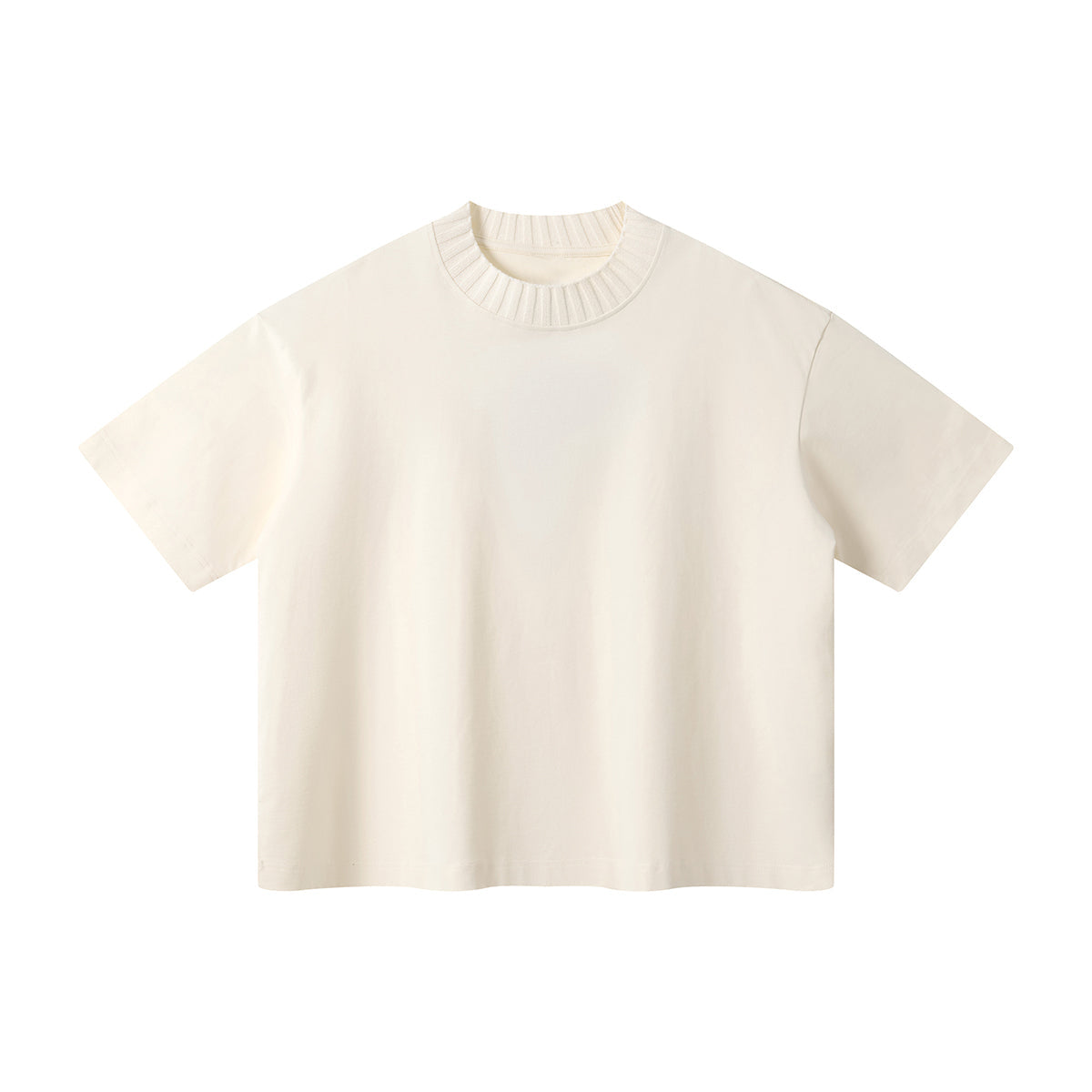 Oversized Color-Block Ribbed Collar Comfortable Tee